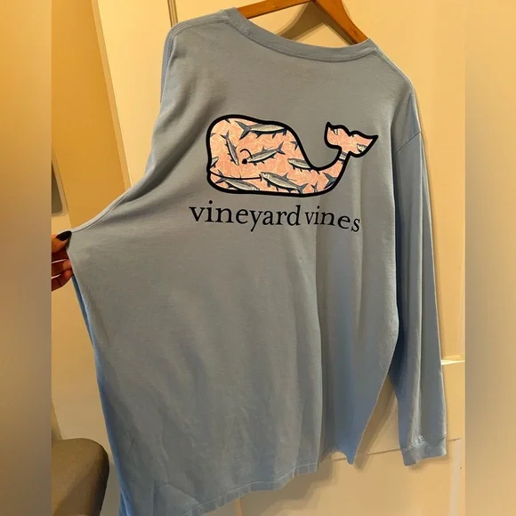 Classic Logo with fishes Long-Sleeve Pocket Tee - Picture 1 of 3